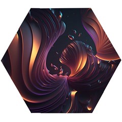 Ai Generated Swirls Space Design Fractal Light 3d Art Pattern Wooden Puzzle Hexagon by Ravend