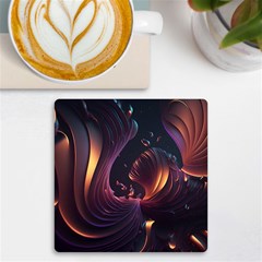 Ai Generated Swirls Space Design Fractal Light 3d Art Pattern Uv Print Square Tile Coaster  by Ravend