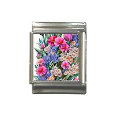 Bountiful Watercolor Flowers Italian Charm (13mm) by GardenOfOphir