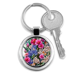 Bountiful Watercolor Flowers Key Chain (round) by GardenOfOphir