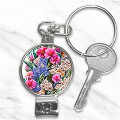 Bountiful Watercolor Flowers Nail Clippers Key Chain by GardenOfOphir