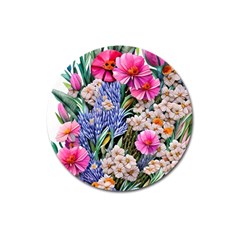 Bountiful Watercolor Flowers Magnet 3  (round) by GardenOfOphir