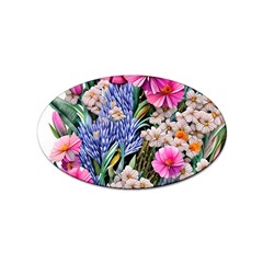 Bountiful Watercolor Flowers Sticker Oval (10 Pack) by GardenOfOphir