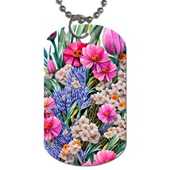 Bountiful Watercolor Flowers Dog Tag (two Sides) by GardenOfOphir