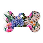 Bountiful Watercolor Flowers Dog Tag Bone (Two Sides) Back