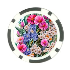 Bountiful Watercolor Flowers Poker Chip Card Guard by GardenOfOphir