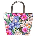 Bountiful Watercolor Flowers Bucket Bag Front