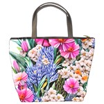 Bountiful Watercolor Flowers Bucket Bag Back