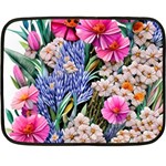 Bountiful Watercolor Flowers One Side Fleece Blanket (Mini) 35 x27  Blanket