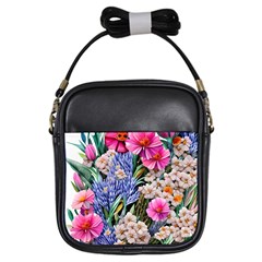 Bountiful Watercolor Flowers Girls Sling Bag by GardenOfOphir