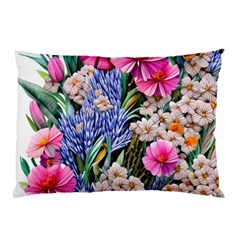 Bountiful Watercolor Flowers Pillow Case (two Sides) by GardenOfOphir