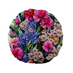 Bountiful Watercolor Flowers Standard 15  Premium Round Cushions by GardenOfOphir