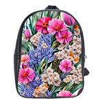 Bountiful Watercolor Flowers School Bag (XL) Front