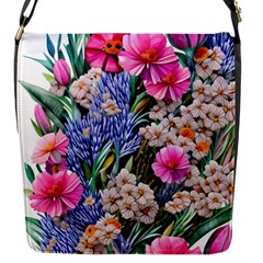 Bountiful Watercolor Flowers Flap Closure Messenger Bag (s) by GardenOfOphir