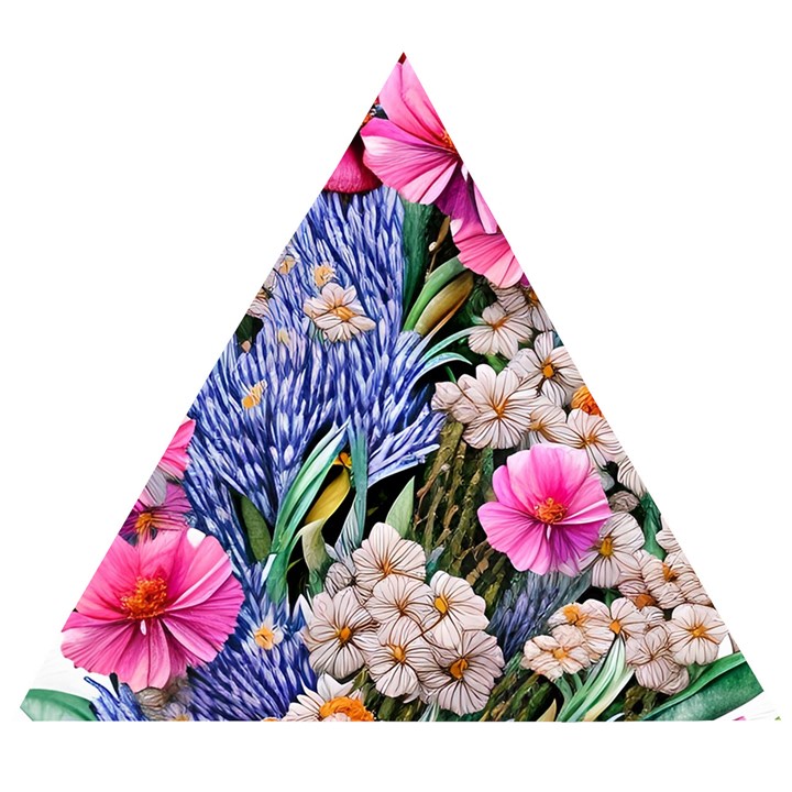 Bountiful Watercolor Flowers Wooden Puzzle Triangle