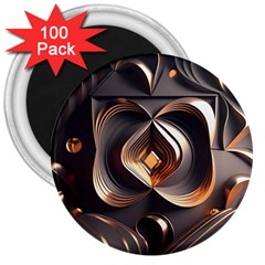 Ai Generated Swirls Space Design Fractal Light 3d Pattern 3  Magnets (100 Pack) by Ravend