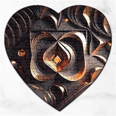 Ai Generated Swirls Space Design Fractal Light 3d Pattern Jigsaw Puzzle (heart) by Ravend