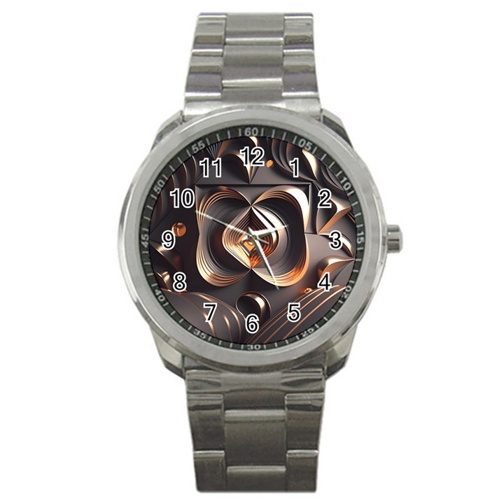 Ai Generated Swirls Space Design Fractal Light 3d Pattern Sport Metal Watch