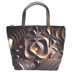 Ai Generated Swirls Space Design Fractal Light 3d Pattern Bucket Bag by Ravend