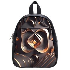 Ai Generated Swirls Space Design Fractal Light 3d Pattern School Bag (small) by Ravend