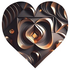 Ai Generated Swirls Space Design Fractal Light 3d Pattern Wooden Puzzle Heart by Ravend