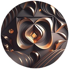 Ai Generated Swirls Space Design Fractal Light 3d Pattern Wooden Puzzle Round by Ravend