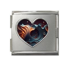 Ai Generated Space Design Fractal Light Motion Mega Link Heart Italian Charm (18mm) by Ravend