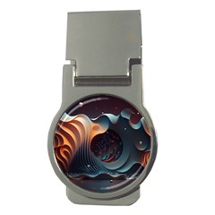 Ai Generated Space Design Fractal Light Motion Money Clips (round)  by Ravend