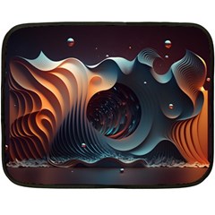 Ai Generated Space Design Fractal Light Motion One Side Fleece Blanket (mini) by Ravend