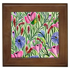 Celestial Watercolor Flower Framed Tile by GardenOfOphir