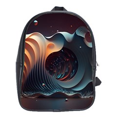 Ai Generated Space Design Fractal Light Motion School Bag (large) by Ravend