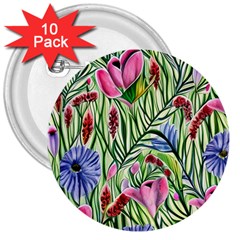 Celestial Watercolor Flower 3  Buttons (10 Pack)  by GardenOfOphir