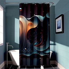 Ai Generated Space Design Fractal Light Motion Shower Curtain 36  X 72  (stall)  by Ravend