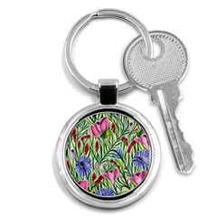 Celestial Watercolor Flower Key Chain (round) by GardenOfOphir