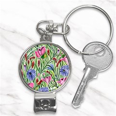 Celestial Watercolor Flower Nail Clippers Key Chain by GardenOfOphir