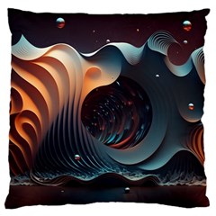 Ai Generated Space Design Fractal Light Motion Large Cushion Case (two Sides) by Ravend