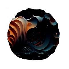 Ai Generated Space Design Fractal Light Motion Standard 15  Premium Round Cushions by Ravend