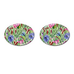 Celestial Watercolor Flower Cufflinks (oval)