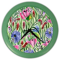 Celestial Watercolor Flower Color Wall Clock by GardenOfOphir