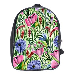 Celestial Watercolor Flower School Bag (xl) by GardenOfOphir