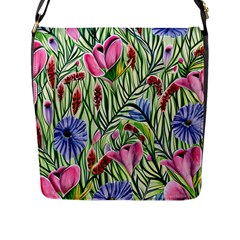 Celestial Watercolor Flower Flap Closure Messenger Bag (l) by GardenOfOphir