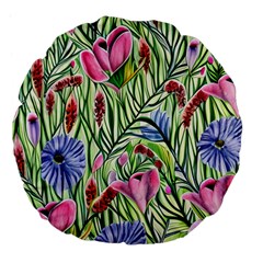 Celestial Watercolor Flower Large 18  Premium Flano Round Cushions by GardenOfOphir