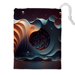 Ai Generated Space Design Fractal Light Motion Drawstring Pouch (5xl) by Ravend