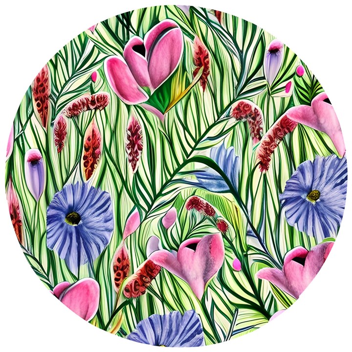 Celestial Watercolor Flower Wooden Puzzle Round