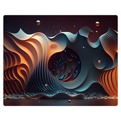 Ai Generated Space Design Fractal Light Motion One Side Premium Plush Fleece Blanket (medium) by Ravend