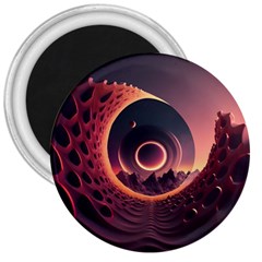 Ai Generated Swirl Space Design Fractal Light 3d Art 3  Magnets by Ravend