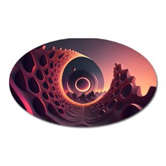 Ai Generated Swirl Space Design Fractal Light 3d Art Oval Magnet by Ravend