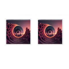 Ai Generated Swirl Space Design Fractal Light 3d Art Cufflinks (square) by Ravend