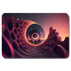 Ai Generated Swirl Space Design Fractal Light 3d Art Large Doormat by Ravend