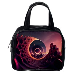 Ai Generated Swirl Space Design Fractal Light 3d Art Classic Handbag (one Side) by Ravend